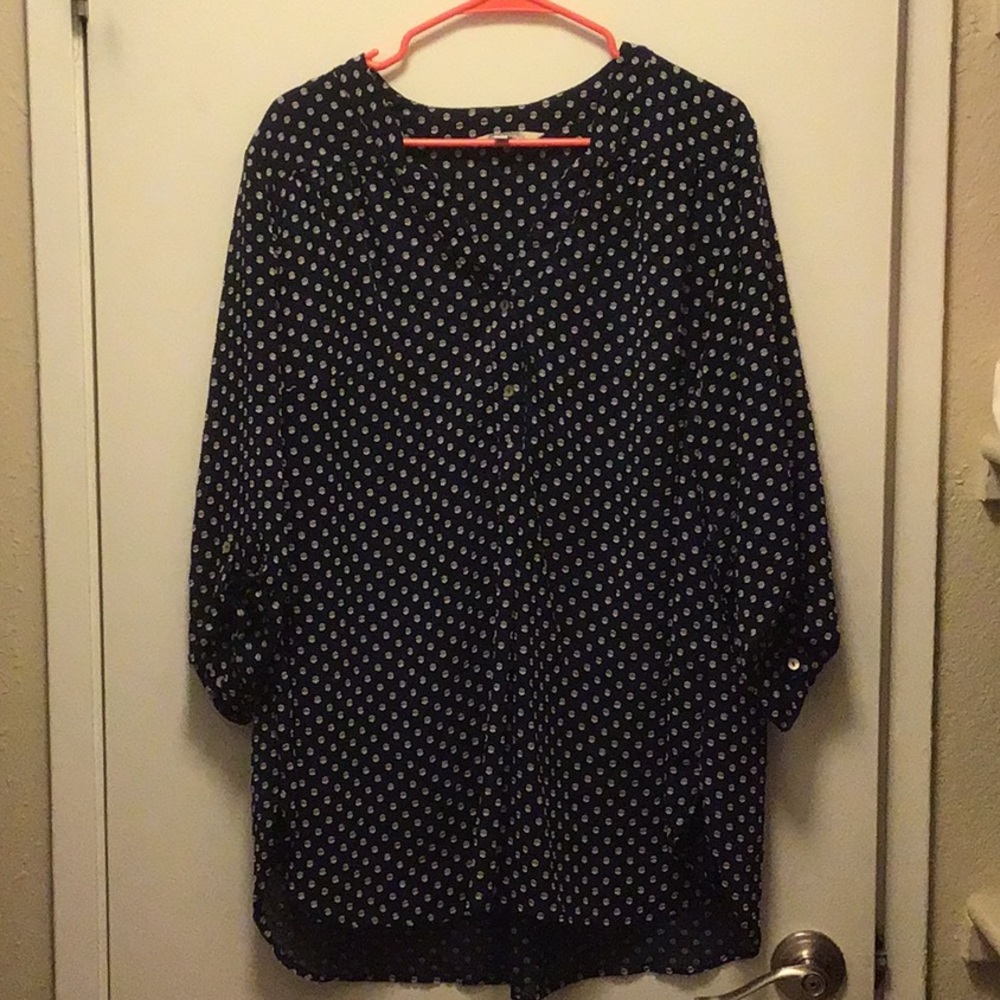 Polka dot navy blue blouse